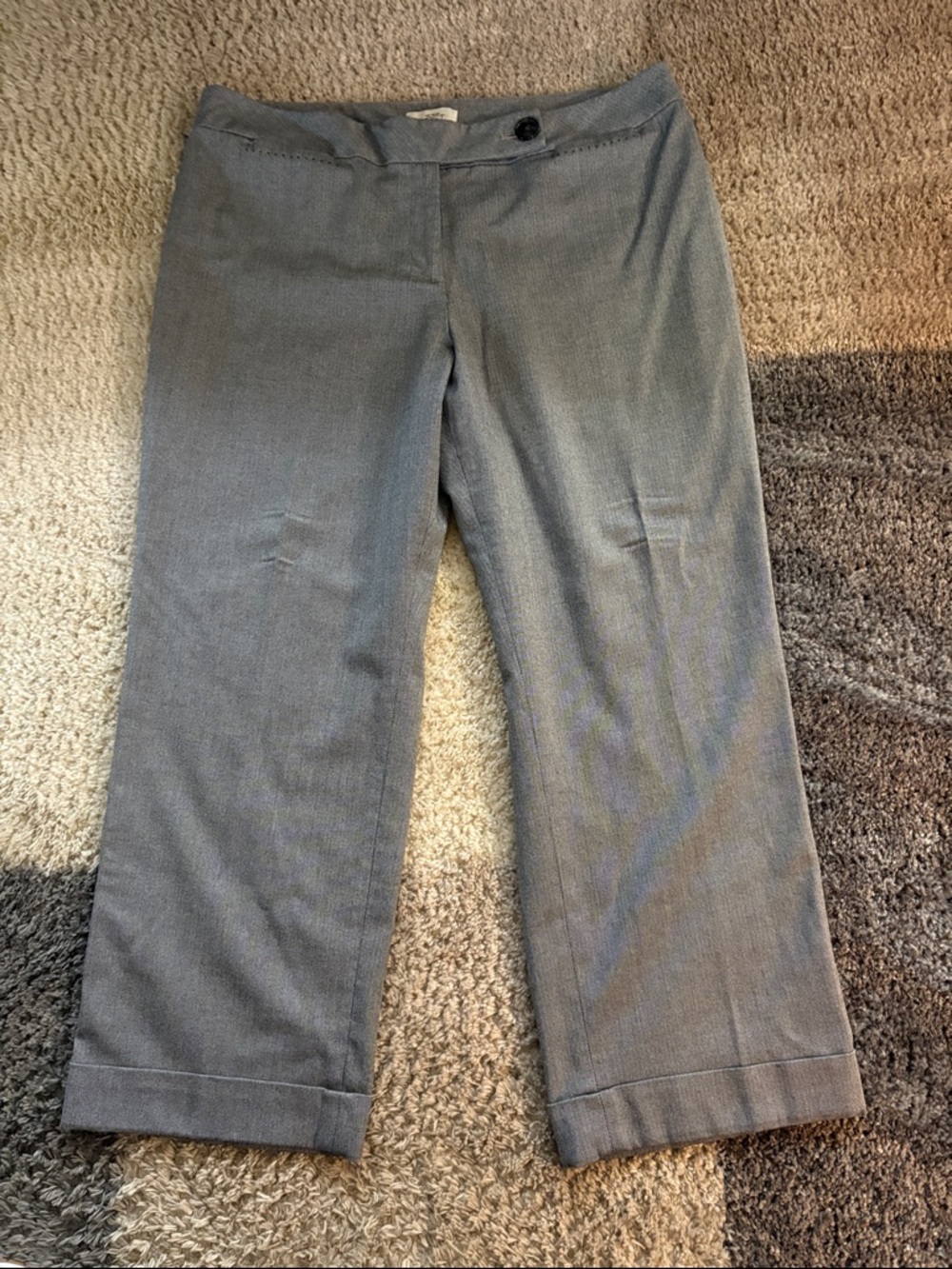 LOFT Herringbone Pants in Charcoal and White Cropped length
